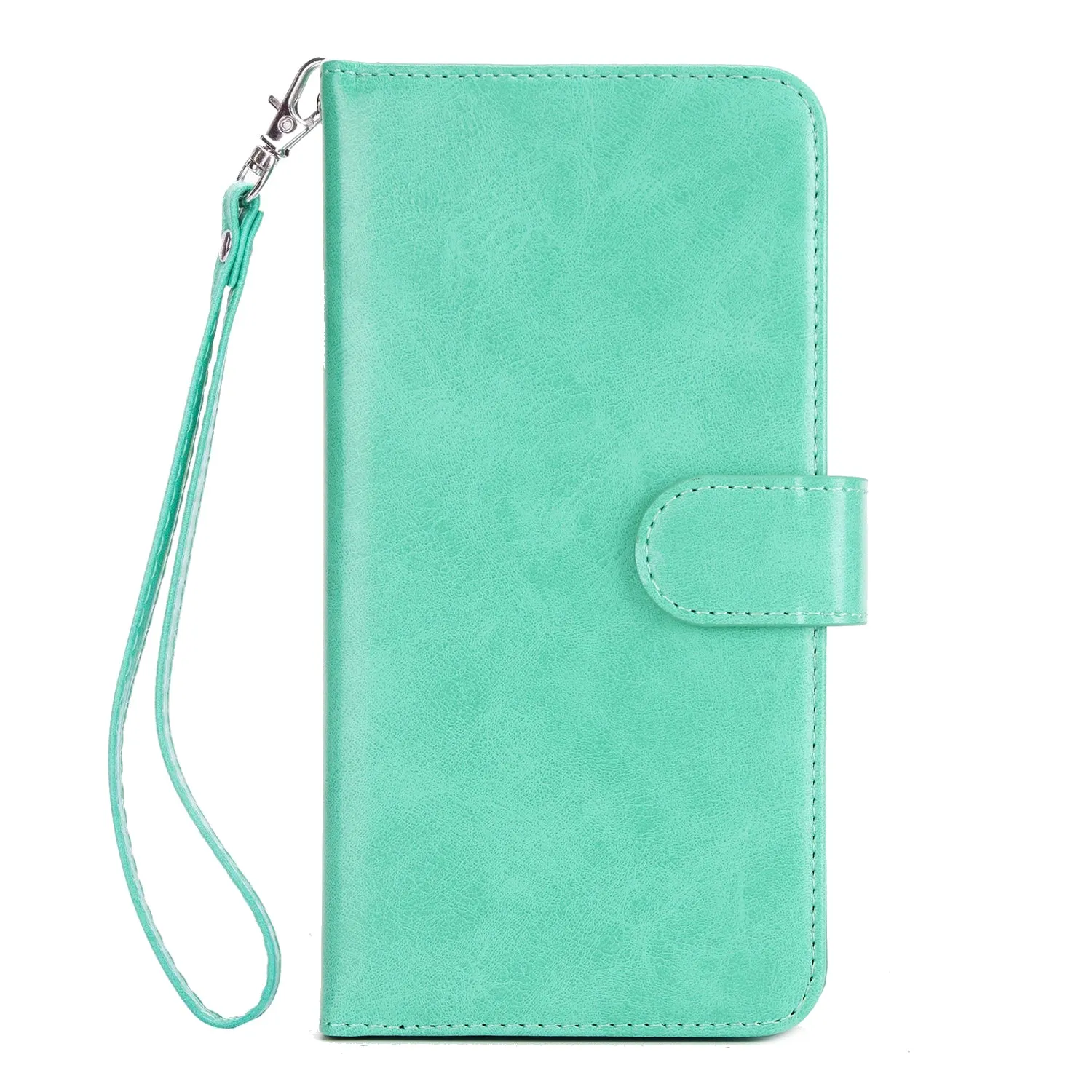For HUAWEI P10 Lite Leather Protective Phone Case with 9 Card Position Buckle Bracket Lanyard Mint color