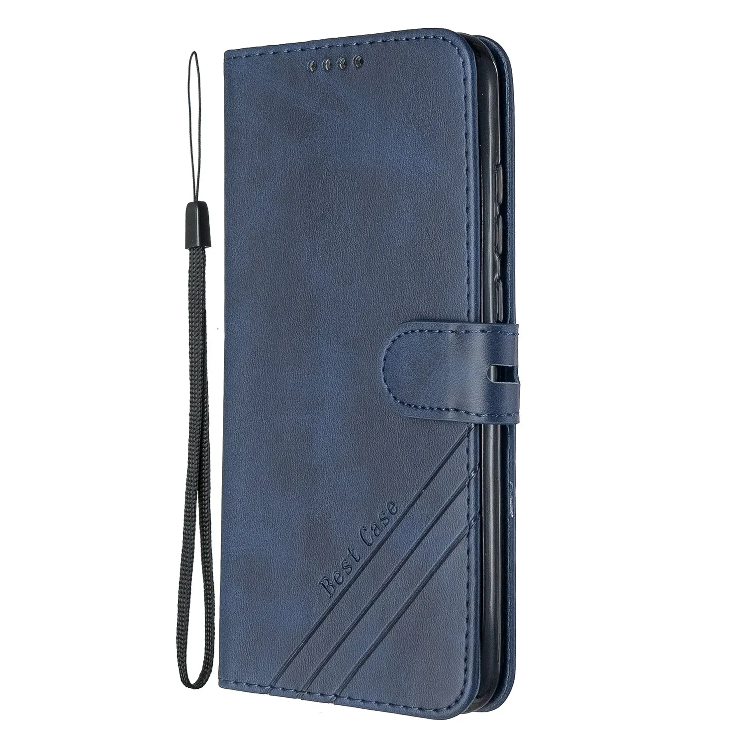 For Redmi Note 8T/Redmi 8/Redmi 8A Case Soft Leather Cover with Denim Texture Precise Cutouts Wallet Design Buckle Closure Smartphone Shell  blue