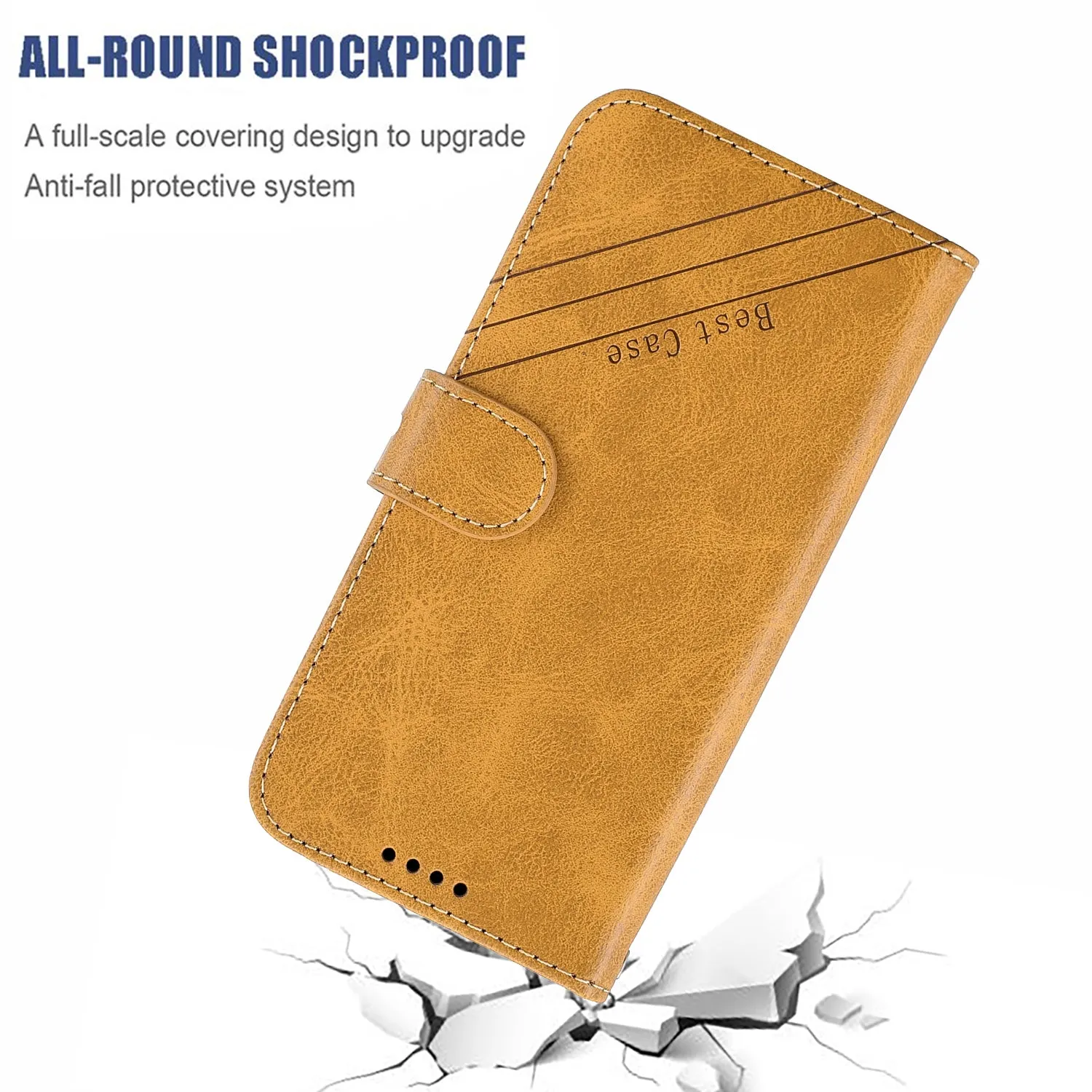 For Redmi Note 8T/Redmi 8/Redmi 8A Case Soft Leather Cover with Denim Texture Precise Cutouts Wallet Design Buckle Closure Smartphone Shell  blue