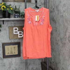 Fourteenth Place Womens Woven Embroidered Sleeveless Blouse Shirt Top 2395-9