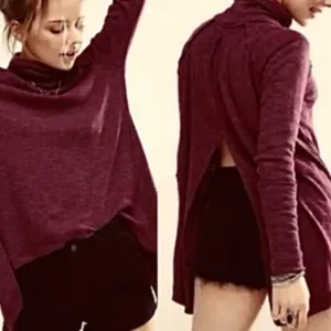 Free People Juicy Long Sleeve Mock Neck Top in Date Night Size Large