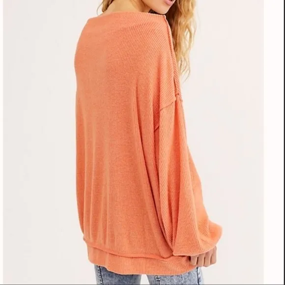 Free People Main Squeeze Hacci Knit Salmon Orange Sweater Size XS