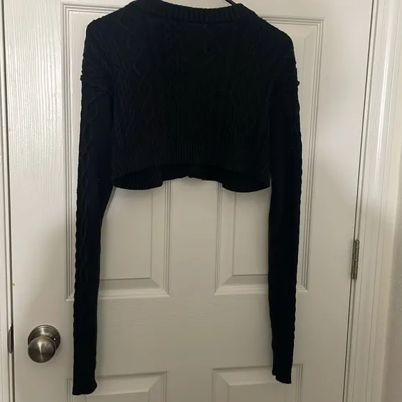 Free People Sadie Cable crop Cardigan Black Size Medium