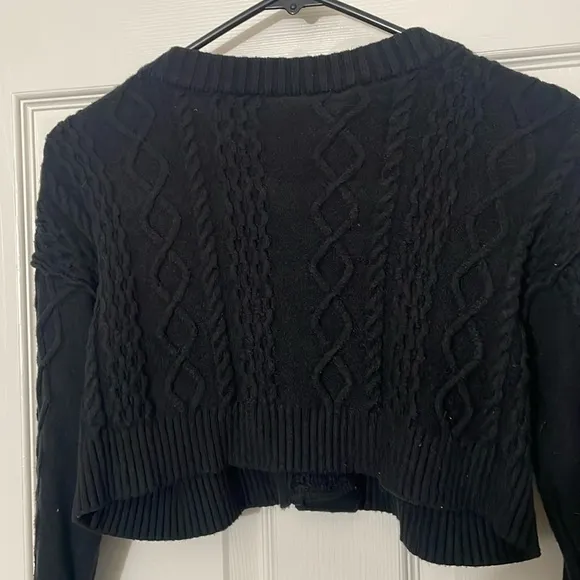 Free People Sadie Cable crop Cardigan Black Size Medium