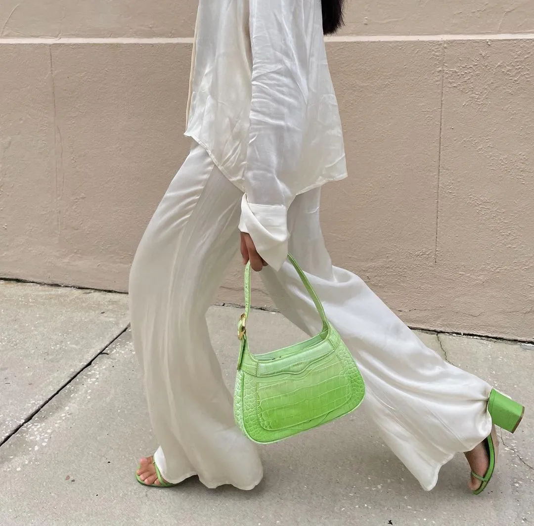 Freya Gradient Croc Shoulder Bag - Green