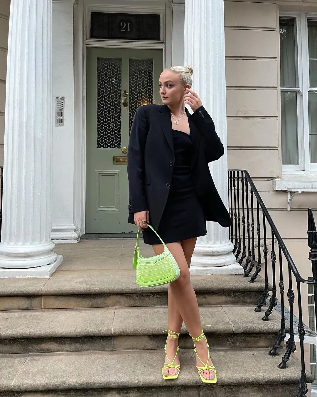 Freya Gradient Croc Shoulder Bag - Green