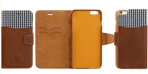 FULL COLOR SET: iPhone 6 Plus / 6s Plus 100% Genuine Leather Wallet Case [RED, BROWN, BLACK, BLUE]