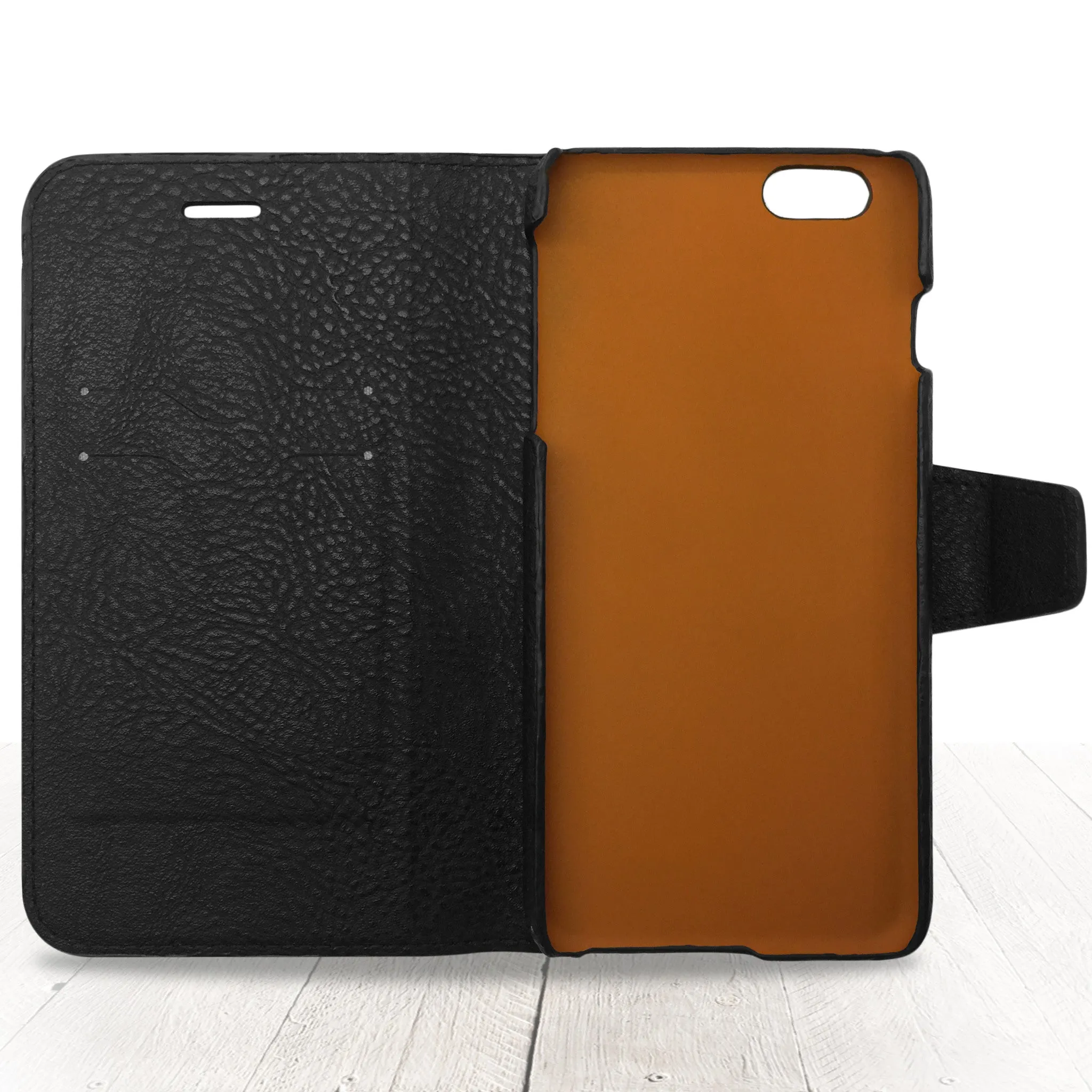 FULL COLOR SET: iPhone 6 Plus / 6s Plus 100% Genuine Leather Wallet Case [RED, BROWN, BLACK, BLUE]