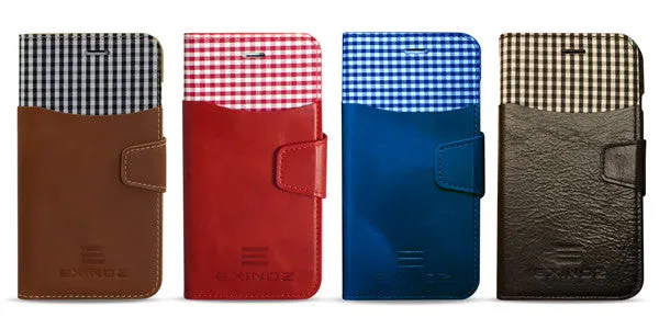 FULL COLOR SET: iPhone 6 Plus / 6s Plus 100% Genuine Leather Wallet Case [RED, BROWN, BLACK, BLUE]