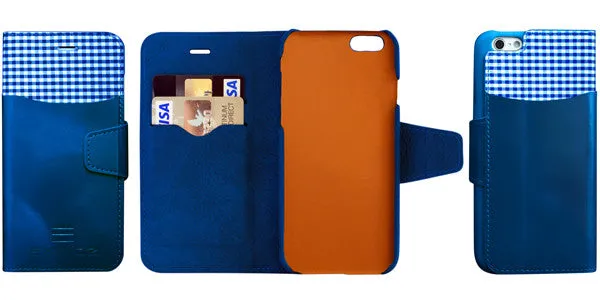FULL COLOR SET: iPhone 6 Plus / 6s Plus 100% Genuine Leather Wallet Case [RED, BROWN, BLACK, BLUE]