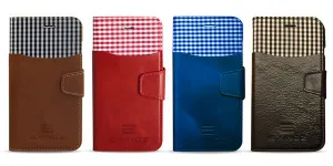 FULL COLOR SET: iPhone 6 Plus / 6s Plus 100% Genuine Leather Wallet Case [RED, BROWN, BLACK, BLUE]