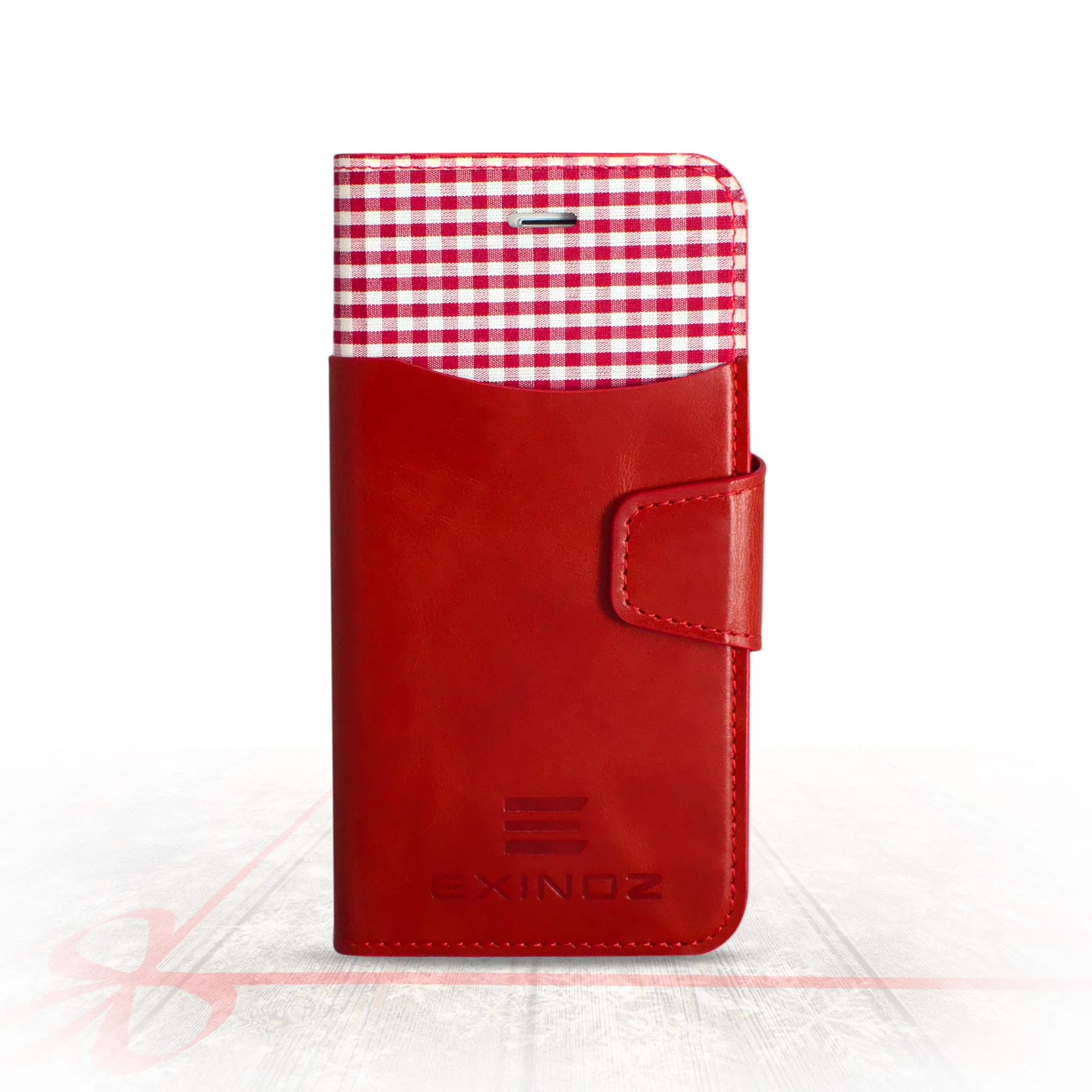 FULL COLOR SET: iPhone 6 Plus / 6s Plus 100% Genuine Leather Wallet Case [RED, BROWN, BLACK, BLUE]