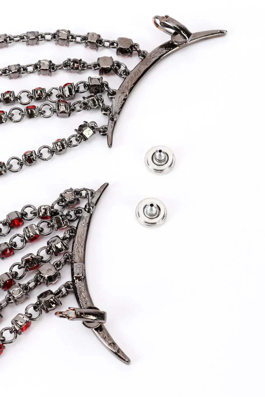 Garnet Crescent Moon & Falling Stars Crawler Earrings