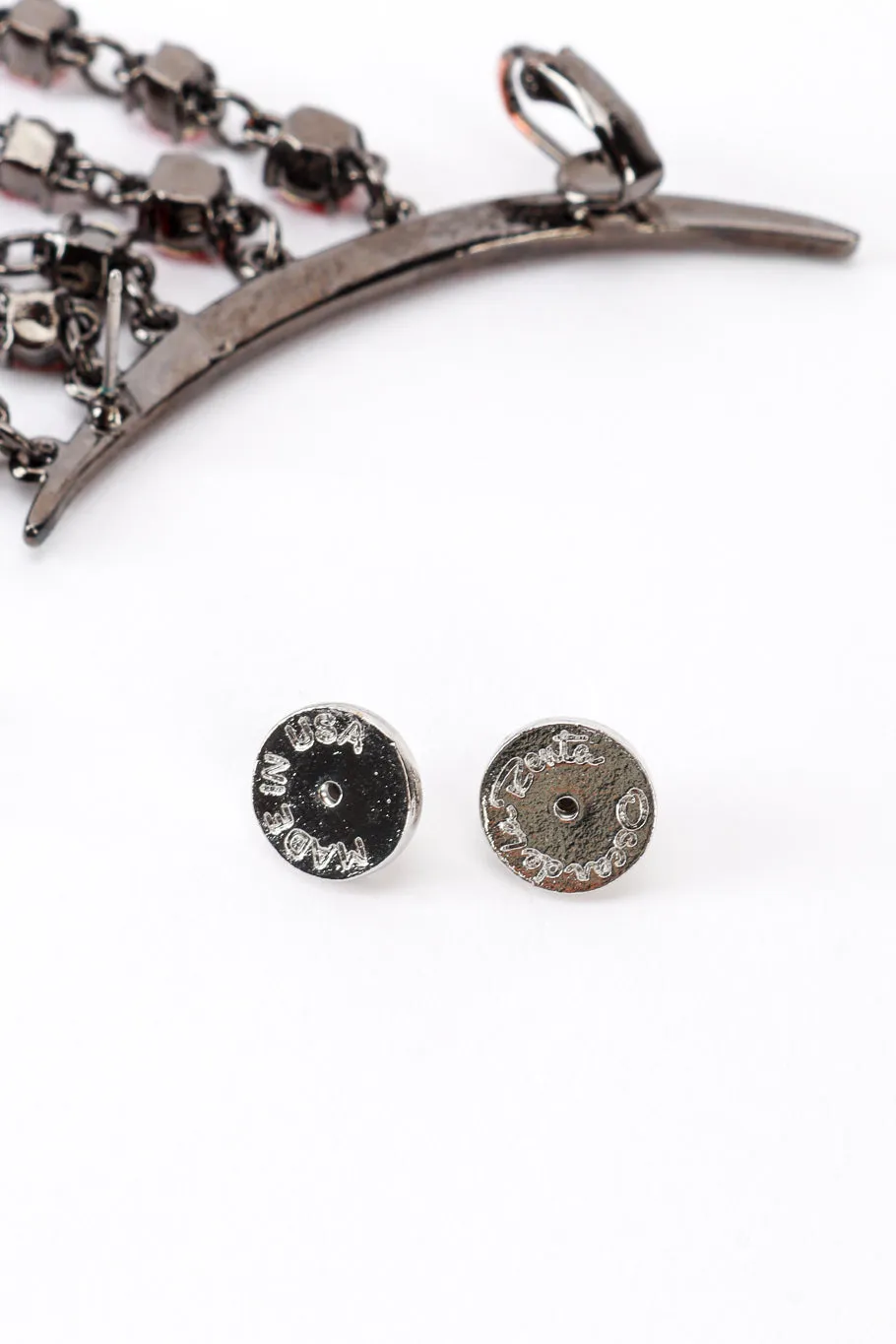 Garnet Crescent Moon & Falling Stars Crawler Earrings