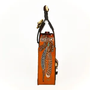 Genuine Cowhide Leather Wine Tote - The Sunset Peak III