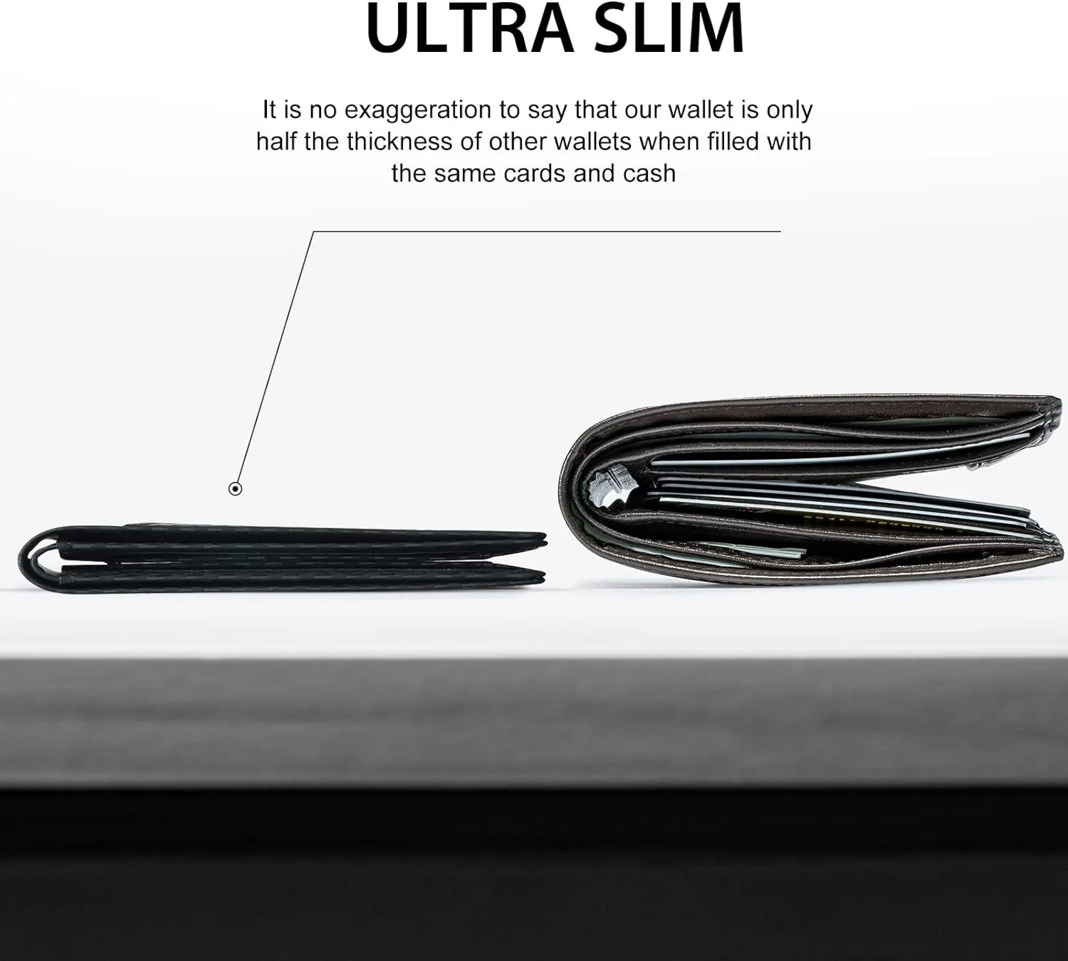 Genuine Leather Carbon Fiber Wallet Rfid Blocking Bifold Wallet For Men