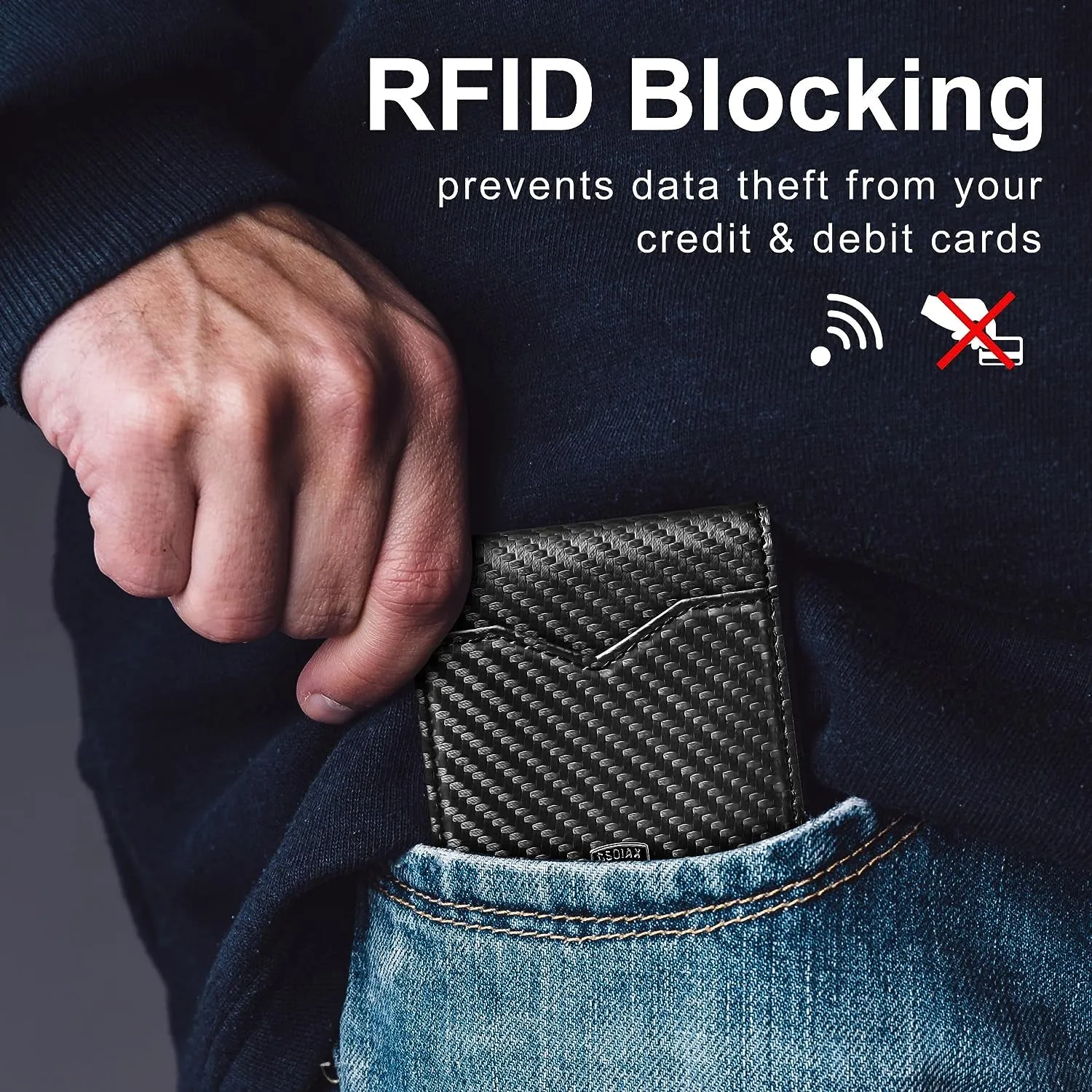 Genuine Leather Carbon Fiber Wallet Rfid Blocking Bifold Wallet For Men