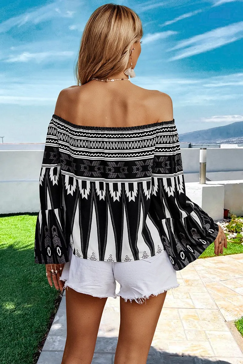 Geo Graphic Off Shoulder Blouse