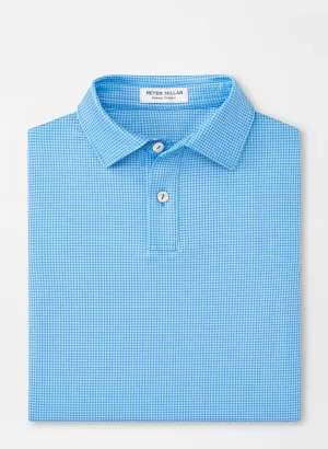 GINGHAM PERFORMANCE JERSEY POLO - BLUE SEA