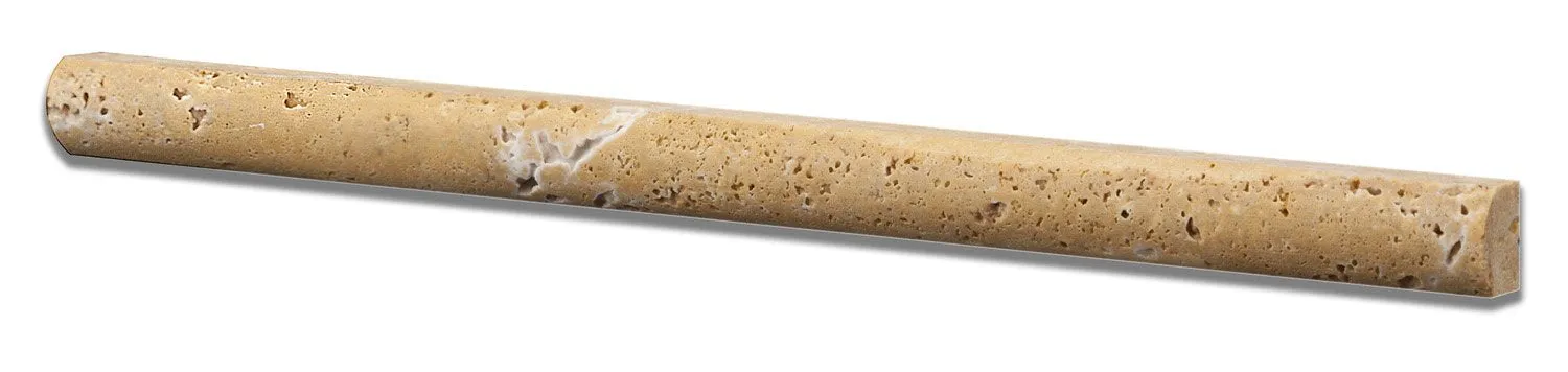 Gold / Yellow 1 X 12 Travertine Bullnose Pencil Liner Trim