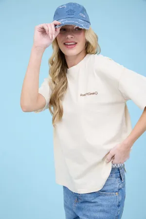 GOOD VIBES WASHED SHORT SLEEVE KNIT T-SH