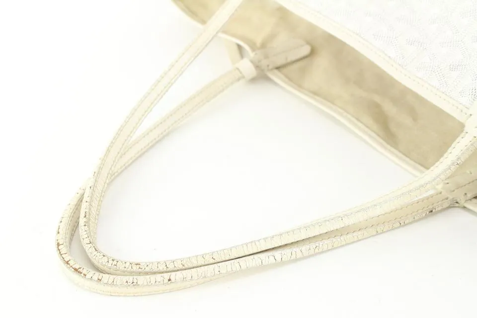 Goyard Large White Chevron St Louis GM Tote with Pouch 99gy516s