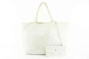 Goyard Large White Chevron St Louis GM Tote with Pouch 99gy516s