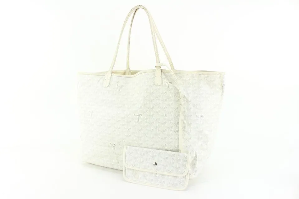 Goyard Large White Chevron St Louis GM Tote with Pouch 99gy516s