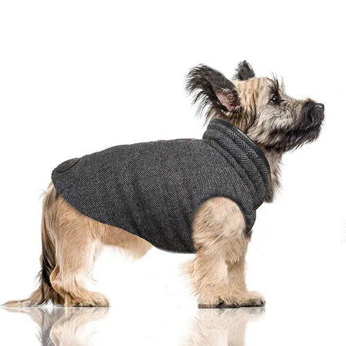 GRAHAM Reversible Dog Coat in Charcoal Chevron and Black