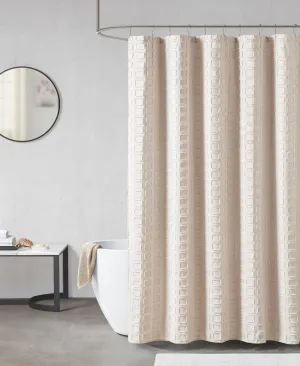 Gridd Woven Clipped Solid Shower Curtain