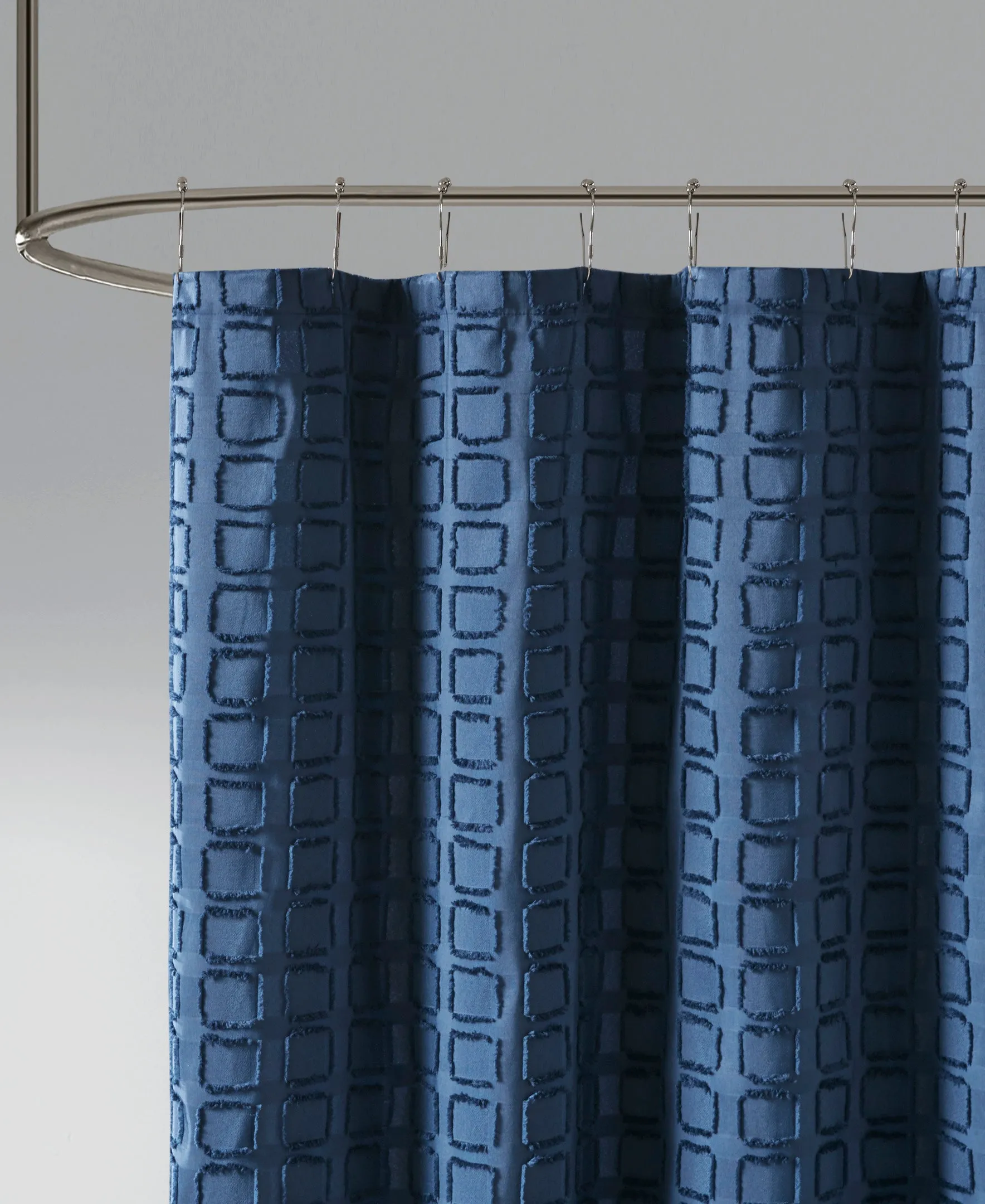 Gridd Woven Clipped Solid Shower Curtain