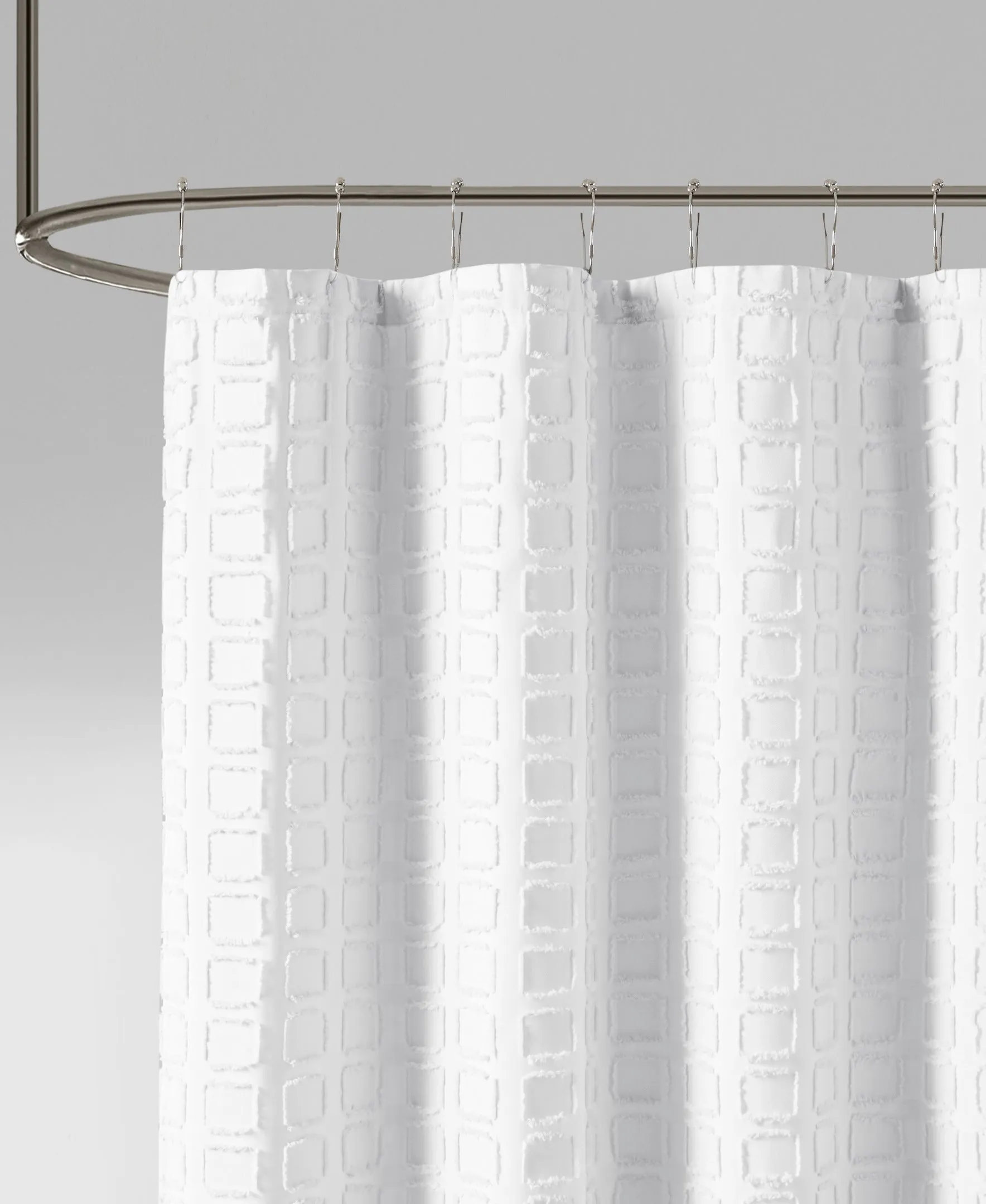 Gridd Woven Clipped Solid Shower Curtain