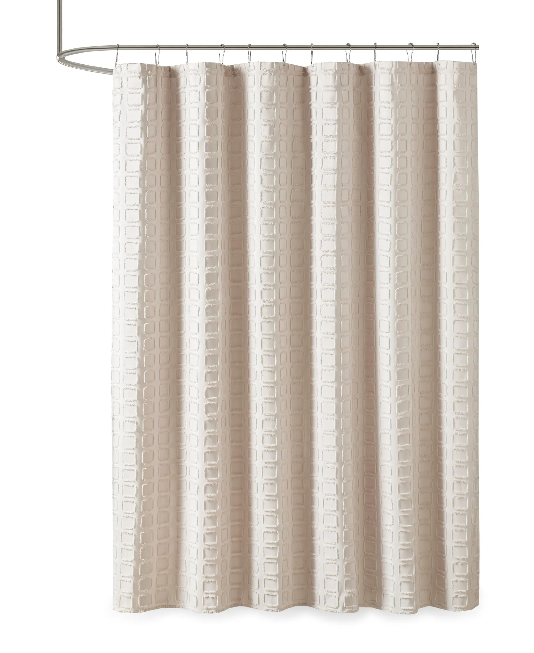 Gridd Woven Clipped Solid Shower Curtain