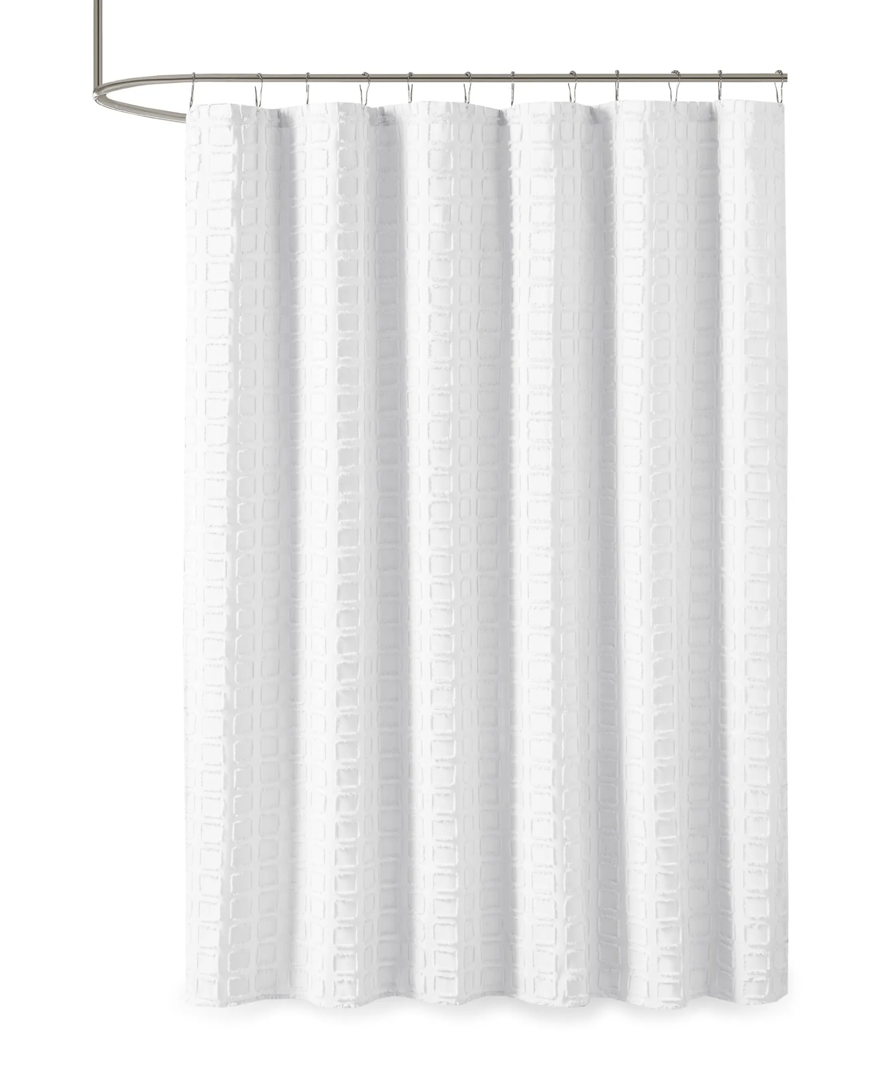 Gridd Woven Clipped Solid Shower Curtain
