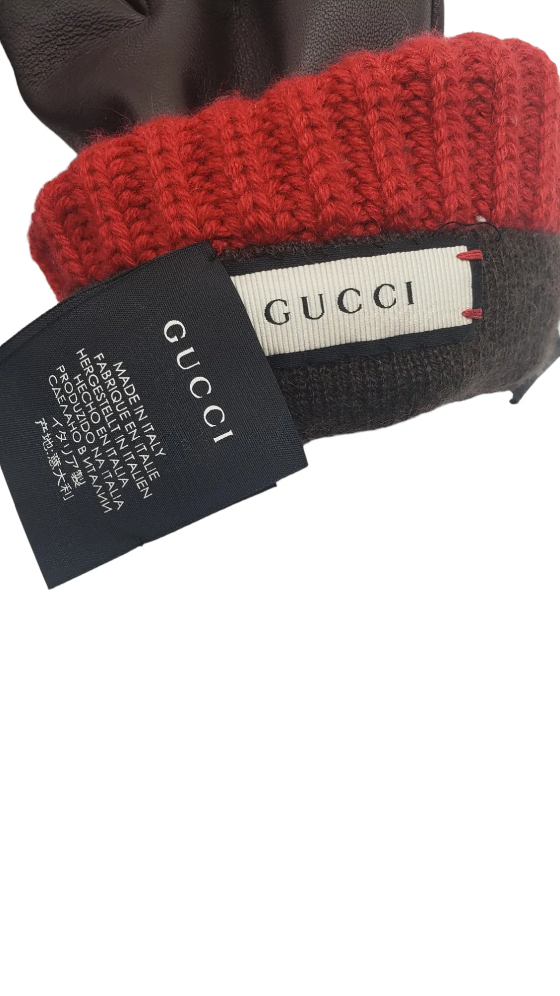 Gucci Brown Leather Size Medium Gloves