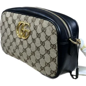 Gucci Canvas GG Marmont Crossbody Shoulder Bag - Black