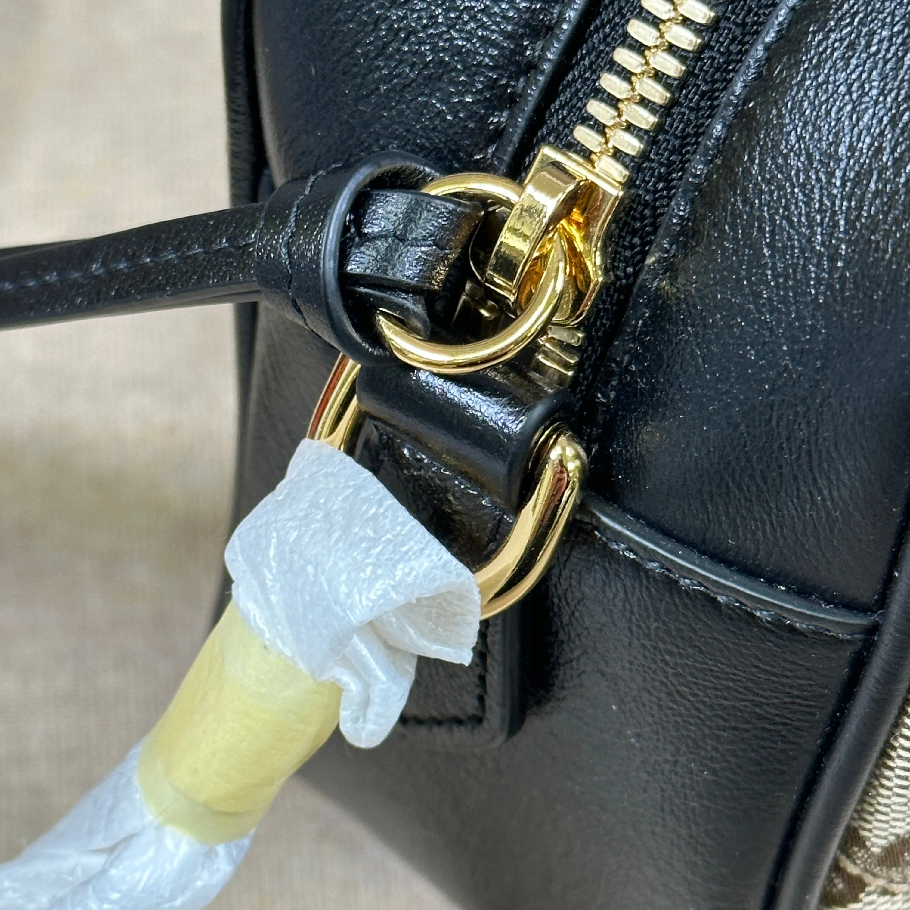 Gucci Canvas GG Marmont Crossbody Shoulder Bag - Black