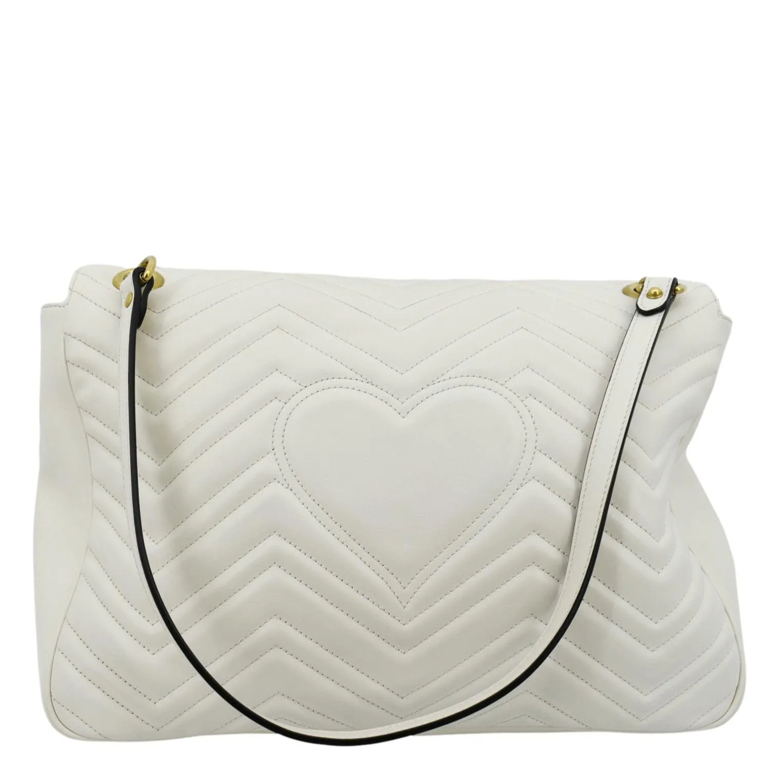 GUCCI  GG Marmont Large Matelasse Leather Shoulder Bag White 498090