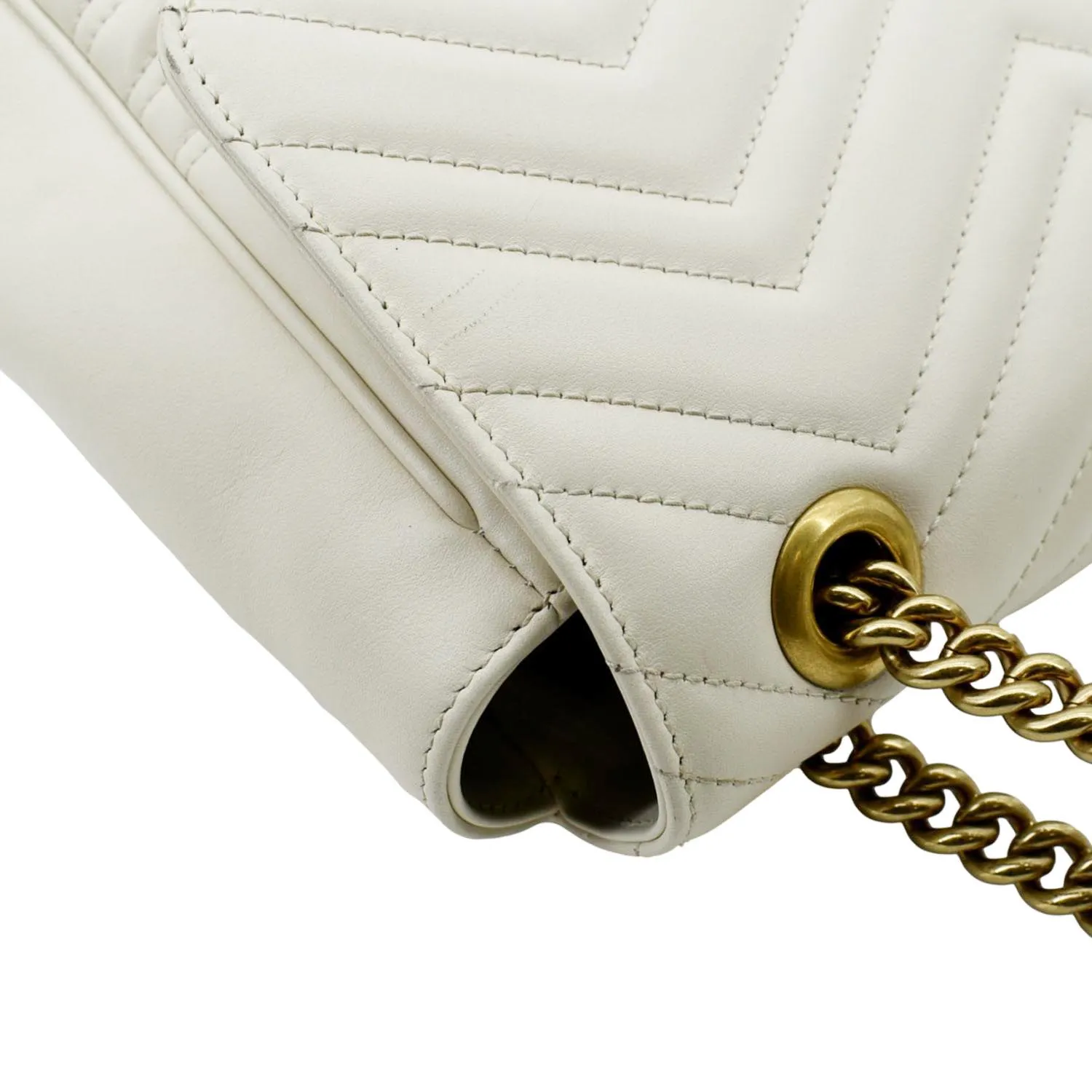 GUCCI  GG Marmont Large Matelasse Leather Shoulder Bag White 498090