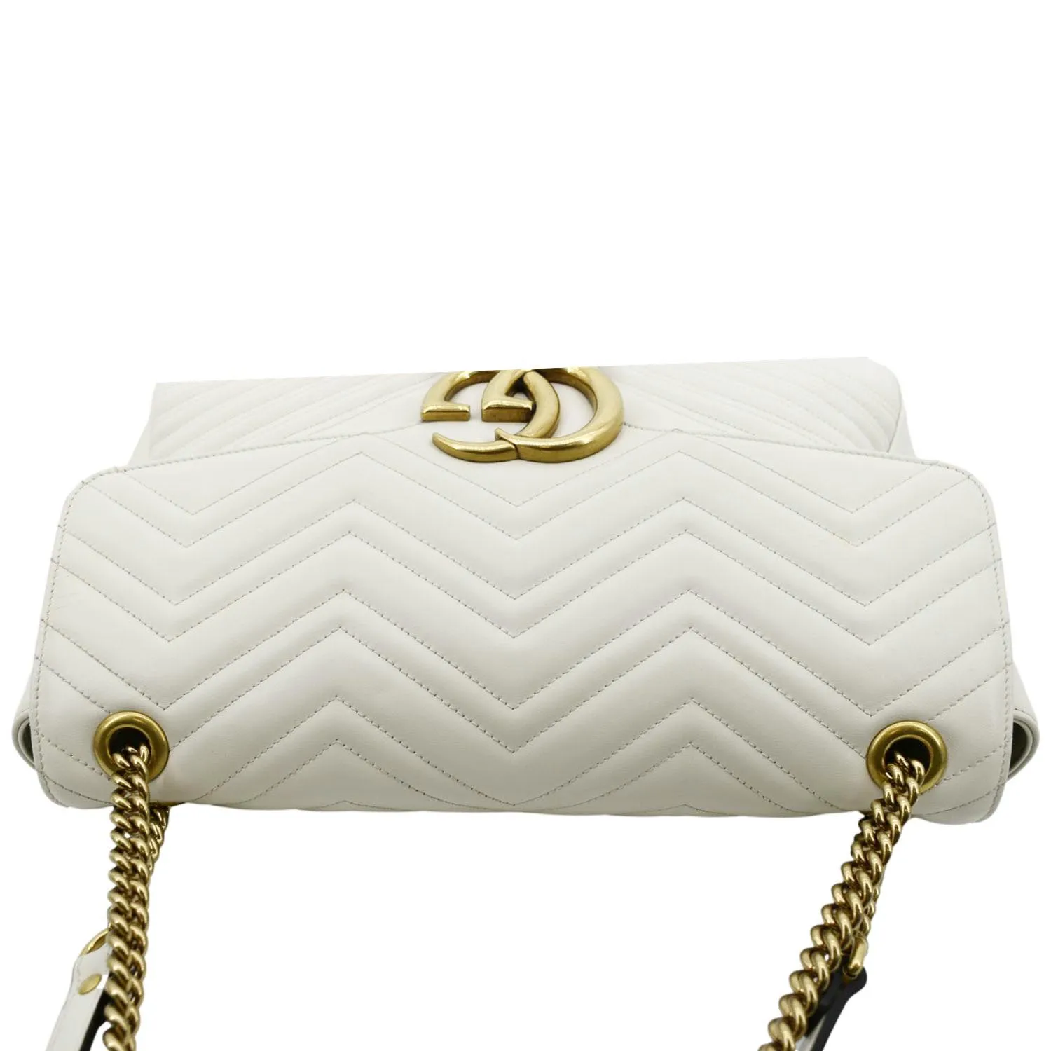 GUCCI  GG Marmont Large Matelasse Leather Shoulder Bag White 498090