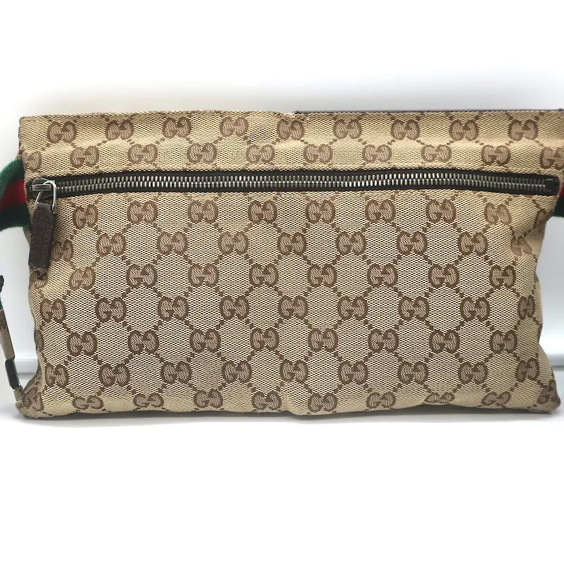 Gucci GG Monogram Canvas Double Pocket Belt Bag Brown