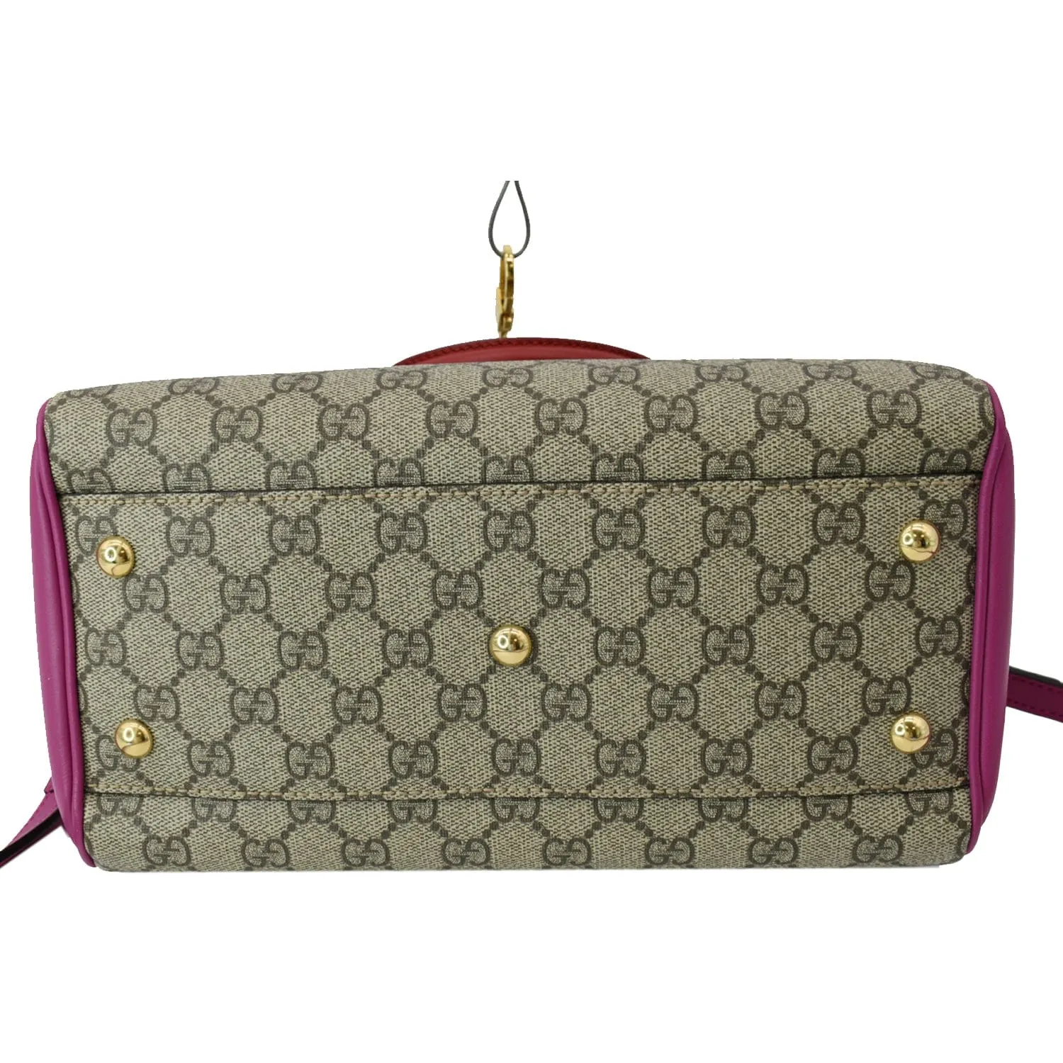 GUCCI GG Supreme Top Handle Leather Boston Bag Beige 409529