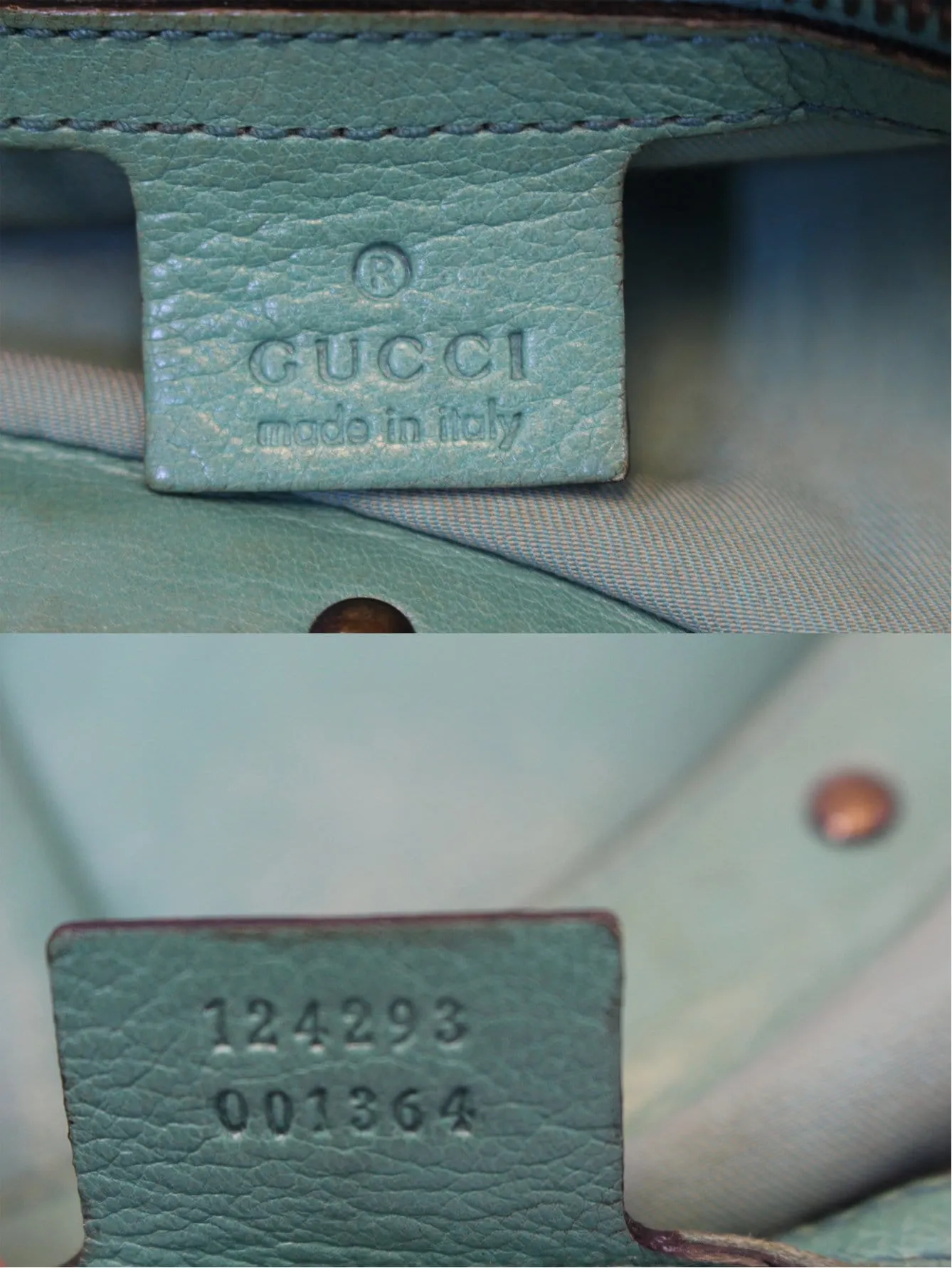 GUCCI Green Leather Bamboo Top Handle Shoulder Bag 124293