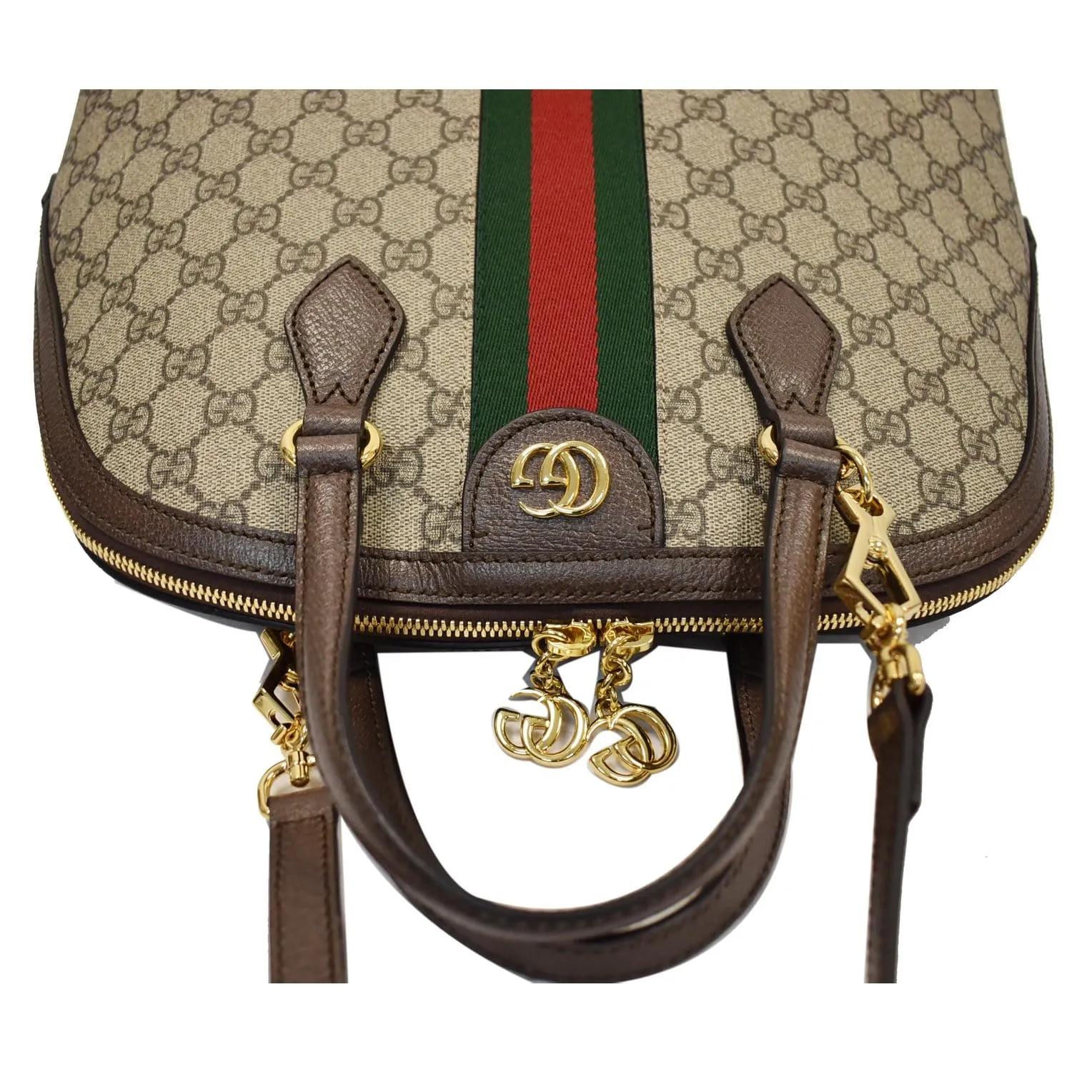 GUCCI Ophidia GG Canvas Medium Top Handle Shoulder Bag Beige 524533
