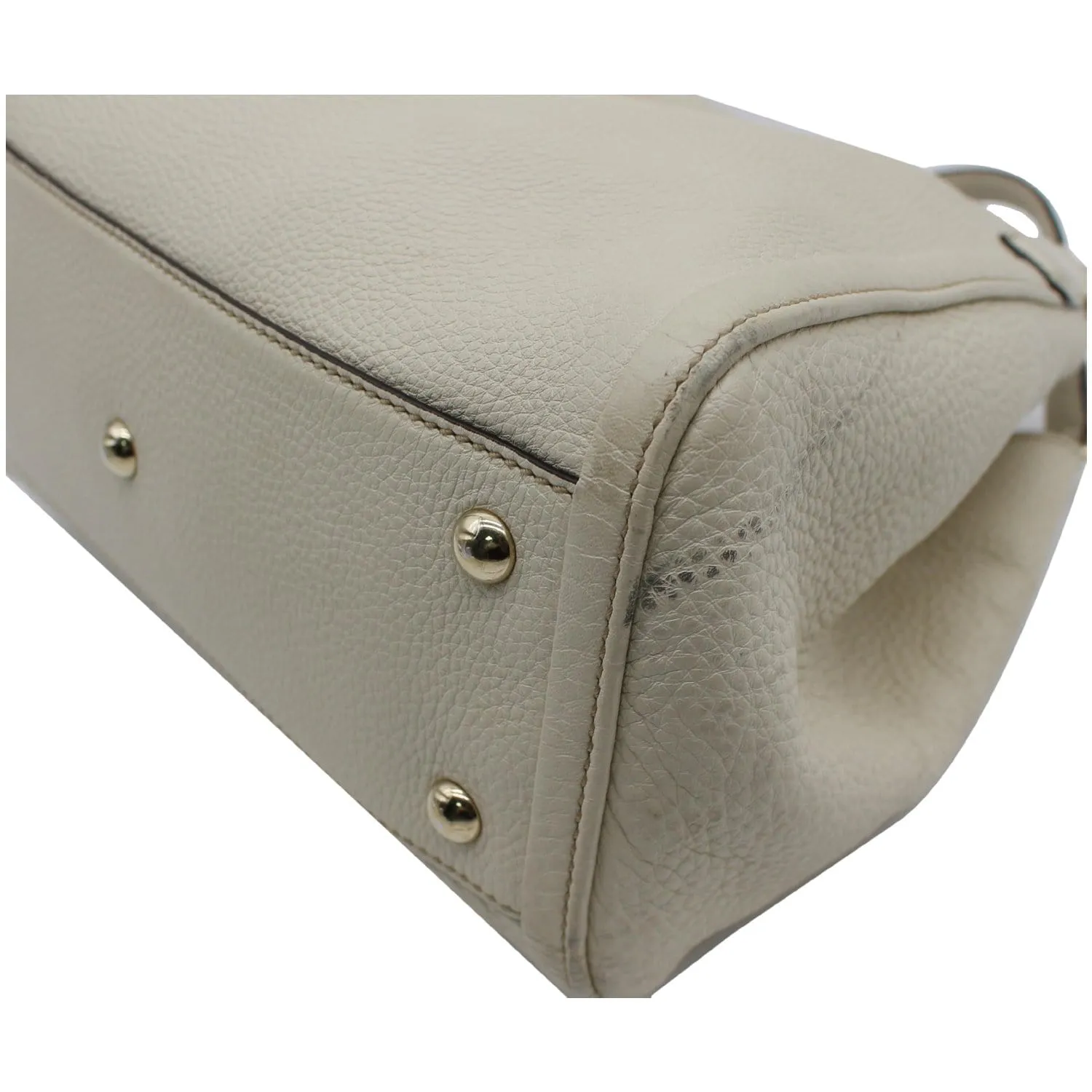 GUCCI Soho Small Pebbled Leather Shoulder Bag White 336751