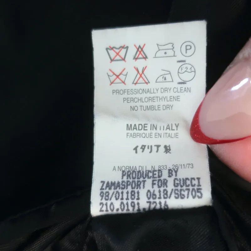 Gucci Tom Ford Leather-Trim Blazer Jacket Black Wool Size 38