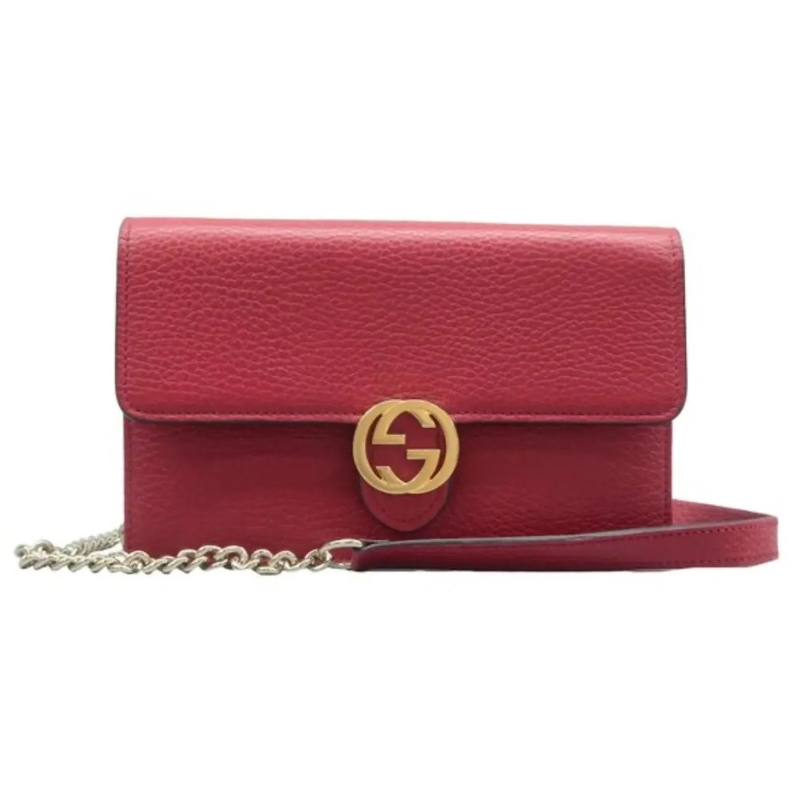 GUCCI Woc Red Leather Shoulder Bag
