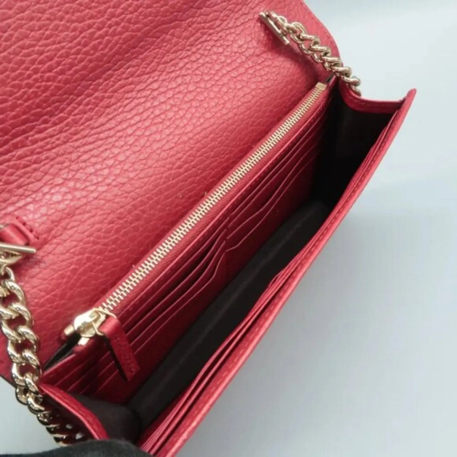 GUCCI Woc Red Leather Shoulder Bag