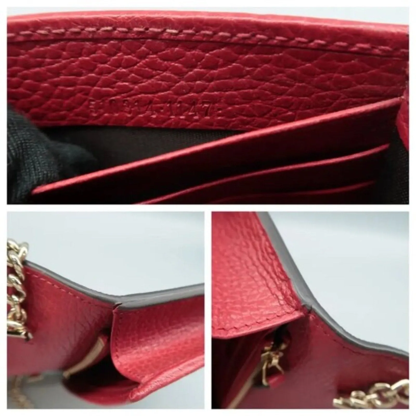 GUCCI Woc Red Leather Shoulder Bag