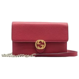 GUCCI Woc Red Leather Shoulder Bag
